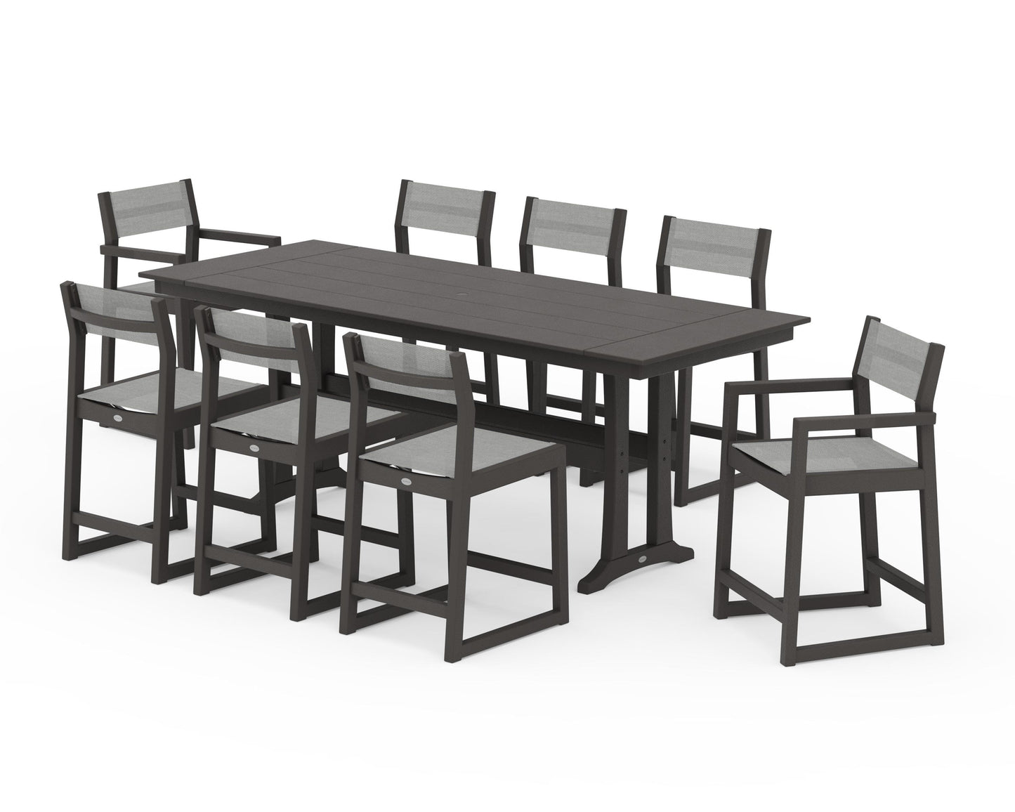 EDGE Sling 9-Piece Farmhouse Counter Set with Trestle Legs