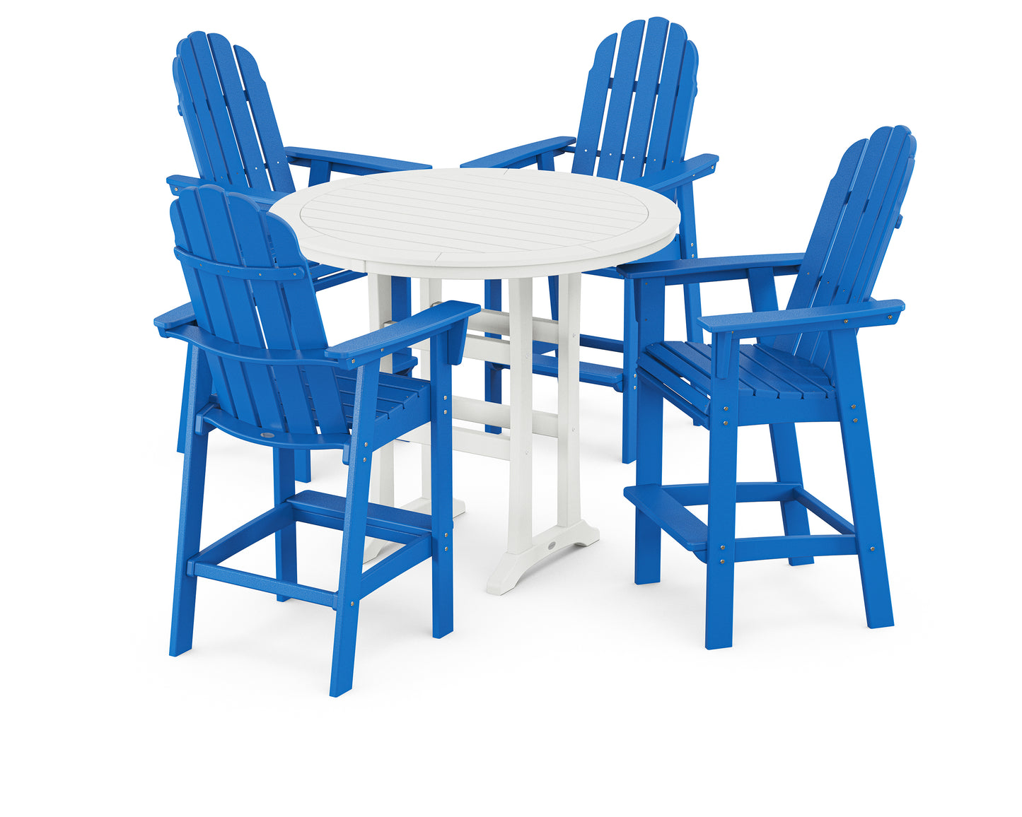 Vineyard Curveback Adirondack 5-Piece Nautical Trestle Bar Set