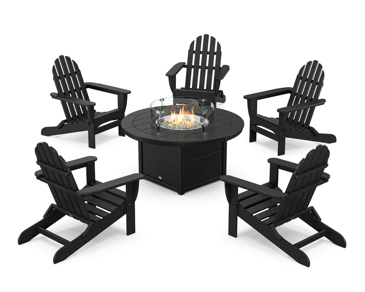 Classic Folding Adirondack 6-Piece Conversation Set with Fire Pit Table