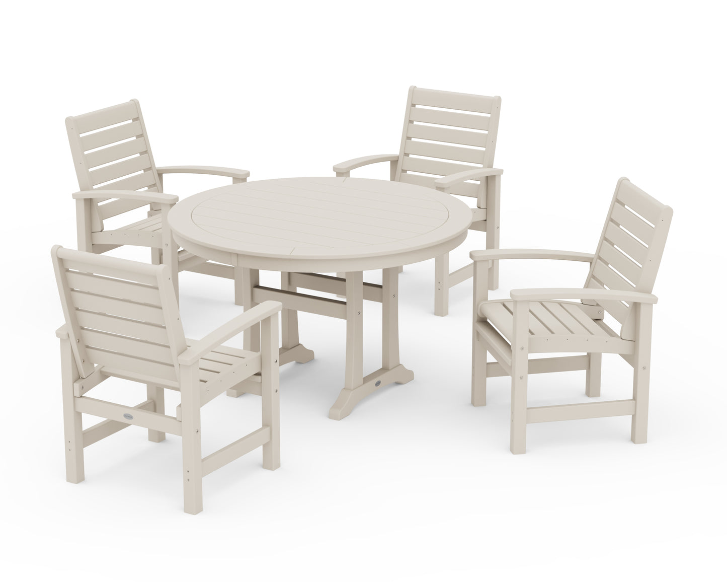 Signature 5-Piece Round Dining Set with Trestle Legs