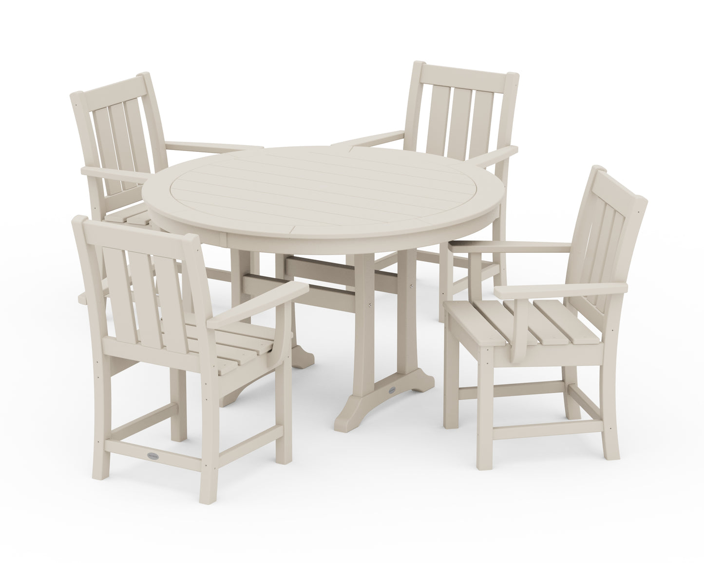 Oxford 5-Piece Round Dining Set with Trestle Legs