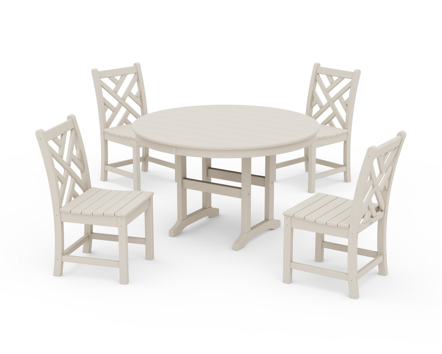 Chippendale 5-Piece Round Farmhouse Side Chair Dining Set