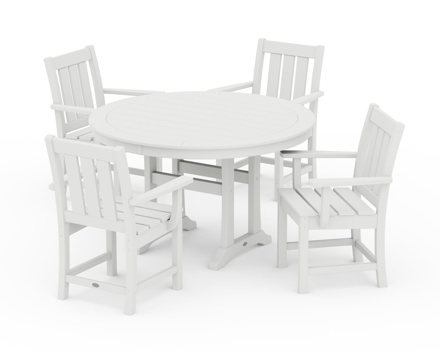 Oxford 5-Piece Round Dining Set with Trestle Legs