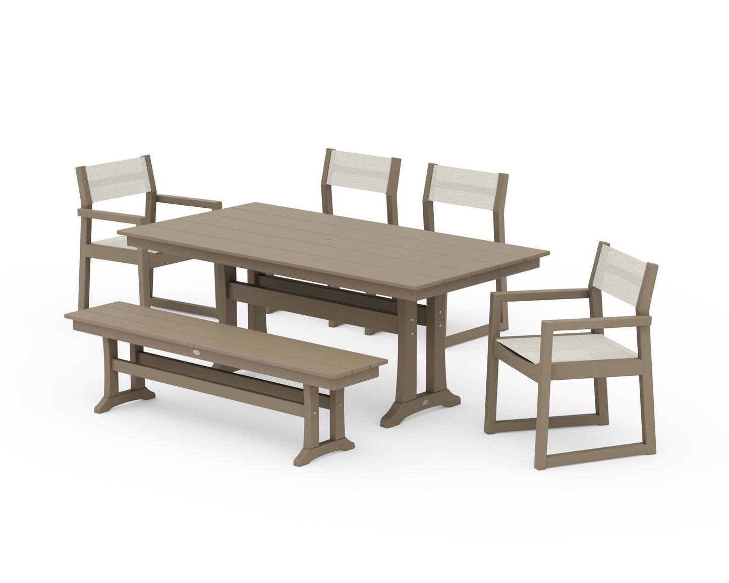 EDGE Sling 6-Piece Farmhouse Dining Set With Trestle Legs