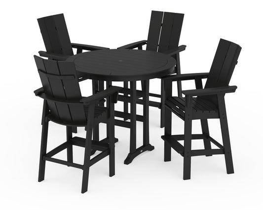 Modern Curveback Adirondack 5-Piece Nautical Trestle Bar Set