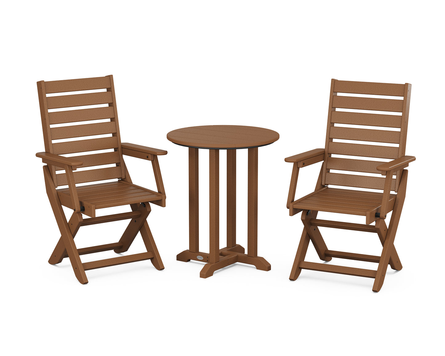 Captain Folding Chair 3-Piece Round Bistro Dining Set