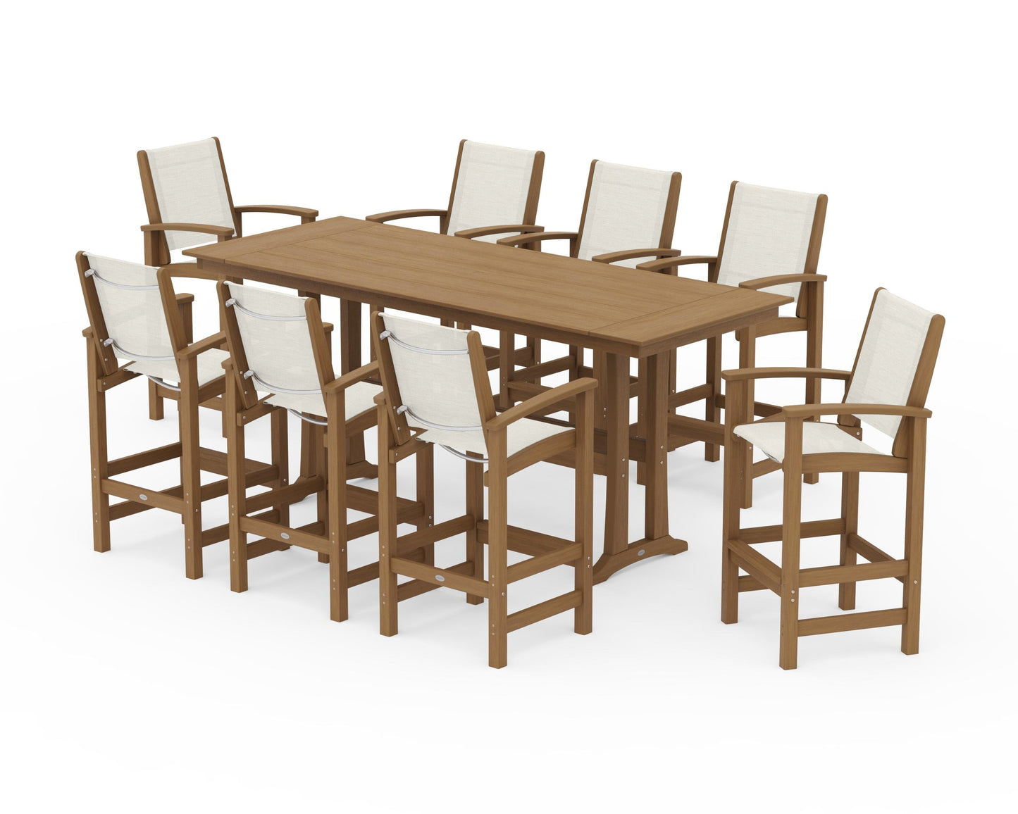 Coastal 9-Piece Farmhouse Bar Set with Trestle Legs