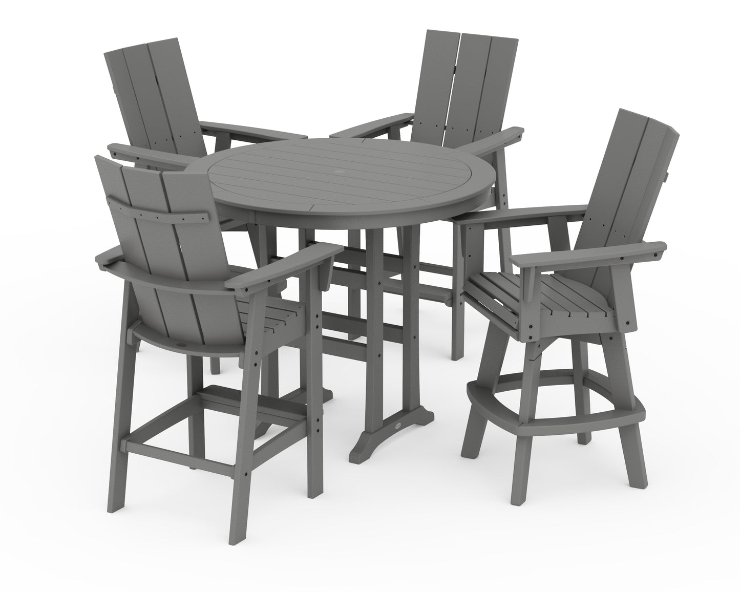 Modern Adirondack 5-Piece Nautical Trestle Round Bar Set with Swivels