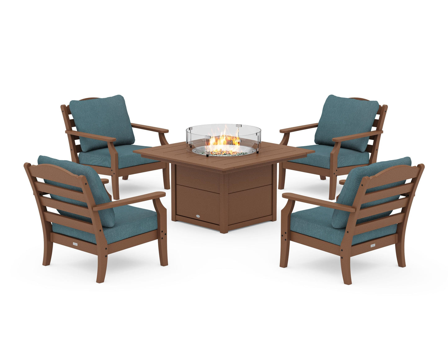 Savannah 5-Piece Deep Seating Set with Fire Pit Table