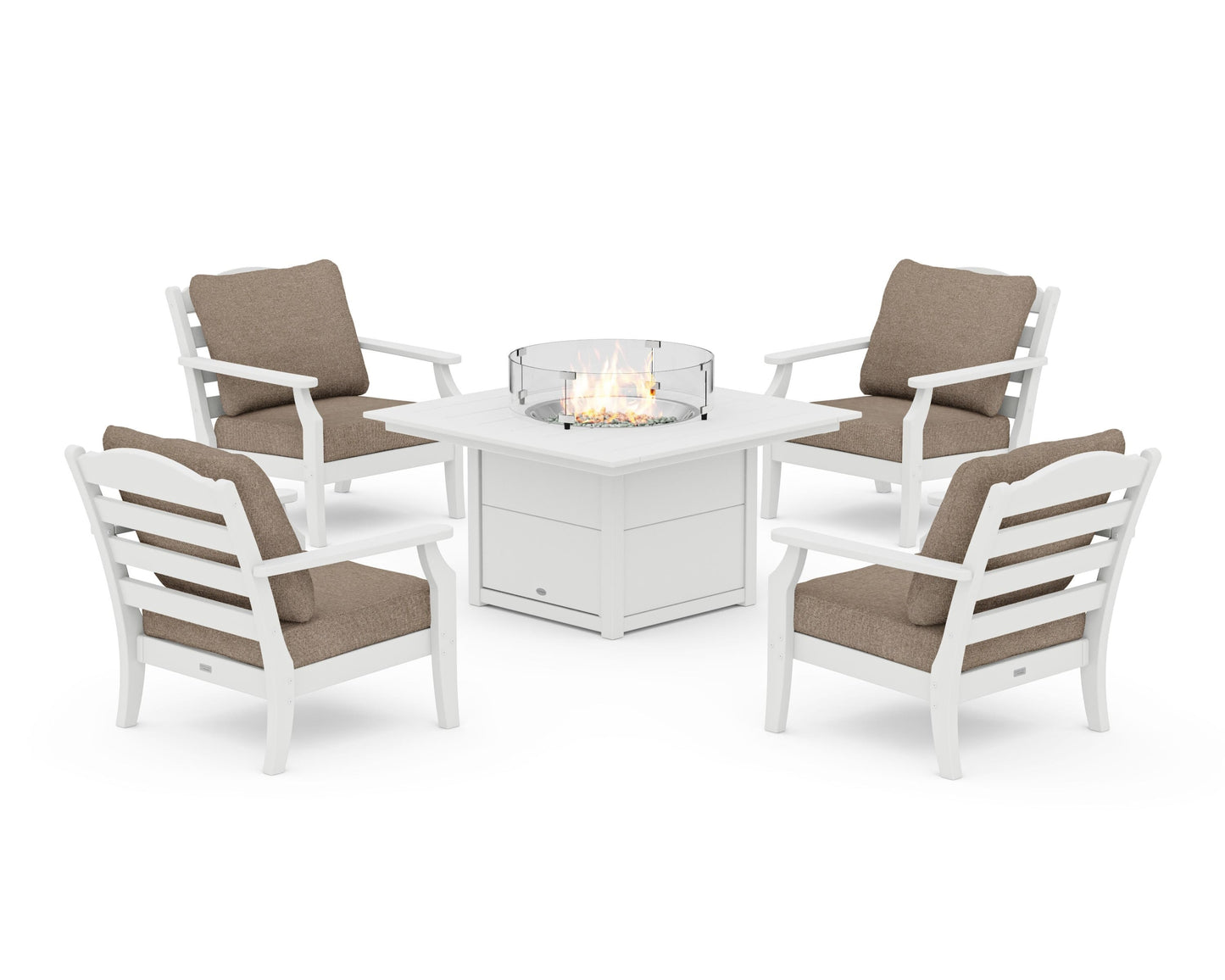 Savannah 5-Piece Deep Seating Set with Fire Pit Table