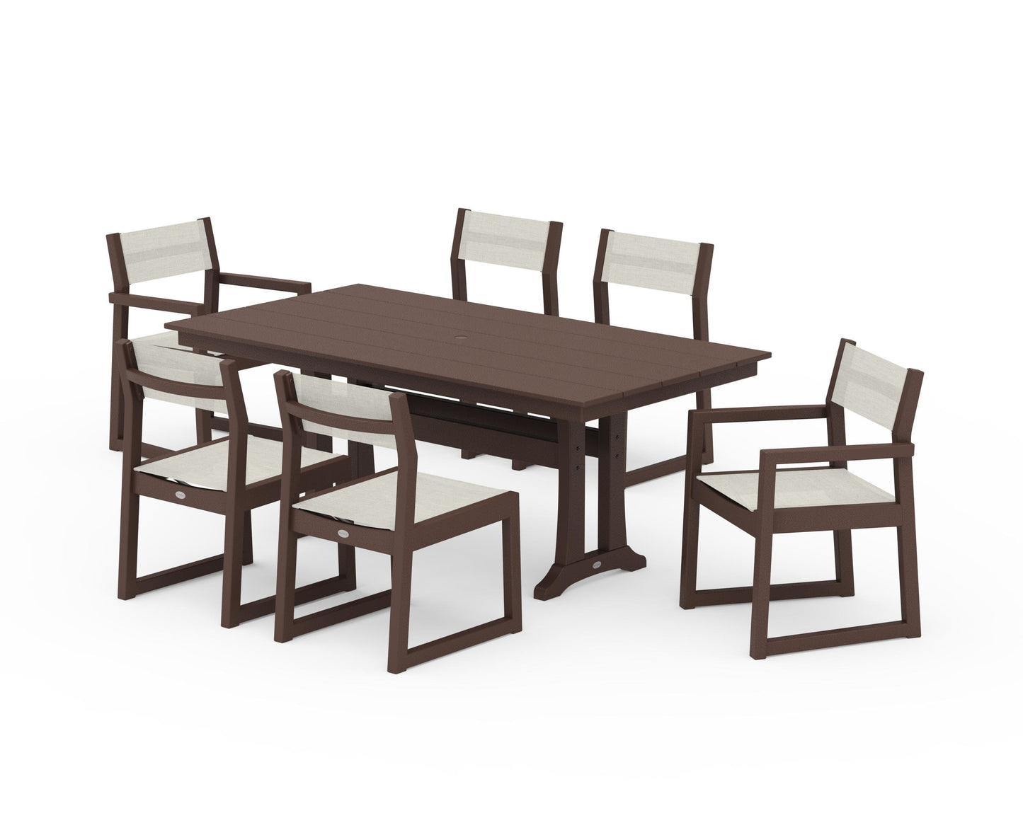EDGE Sling 7-Piece Farmhouse Trestle Dining Set