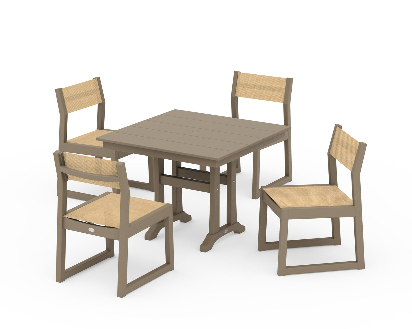 EDGE Sling 5-Piece Farmhouse Trestle Side Chair Dining Set