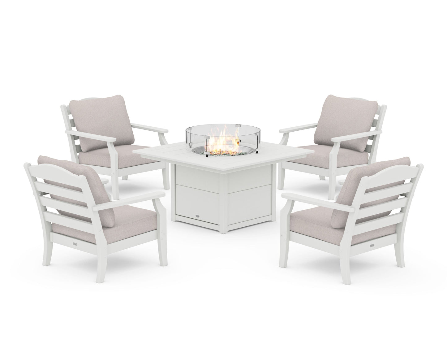 Savannah 5-Piece Deep Seating Set with Fire Pit Table