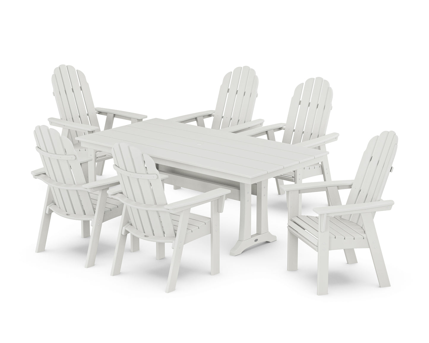 Vineyard Curveback Adirondack Chair 7-Piece Farmhouse Dining Set with Trestle Legs