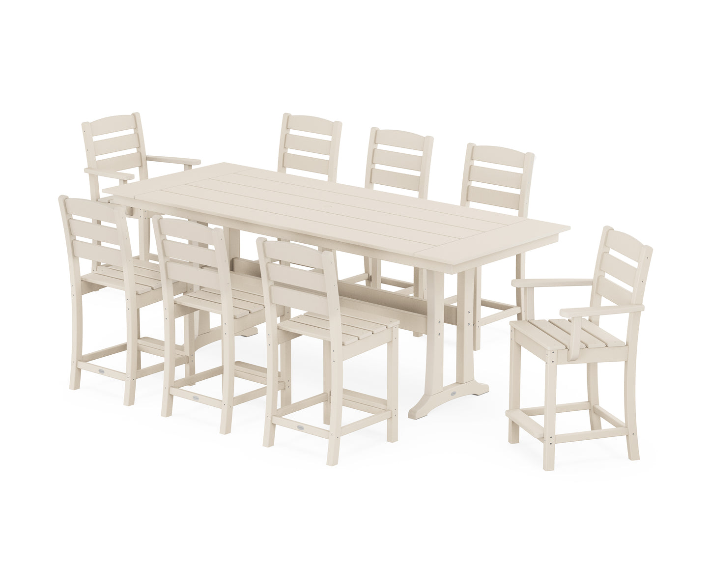 Lakeside 9-Piece Farmhouse Counter Set with Trestle Legs