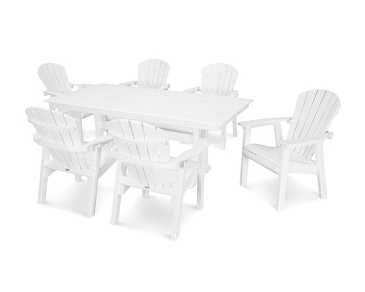 Seashell 7- Piece Farmhouse Dining Set with Trestle Legs