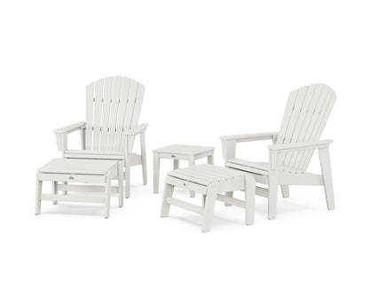 5-Piece Nautical Grand Upright Adirondack Set with Ottomans and Side Table