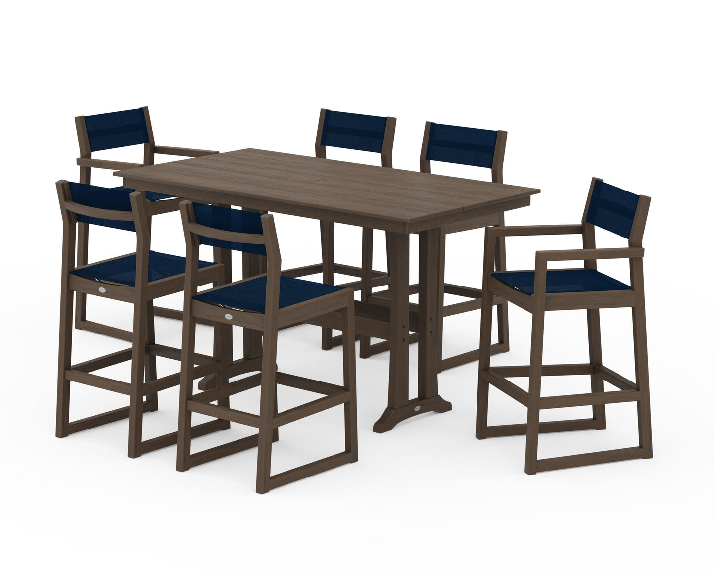 EDGE Sling 7-Piece Farmhouse Bar Set with Trestle Legs