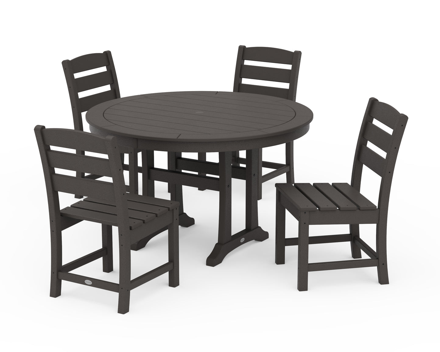 Lakeside Side Chair 5-Piece Round Dining Set With Trestle Legs