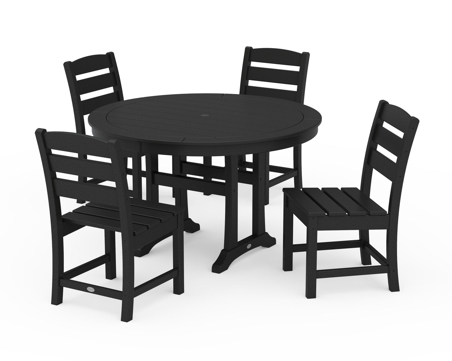 Lakeside Side Chair 5-Piece Round Dining Set With Trestle Legs