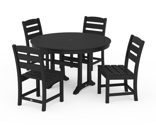Lakeside Side Chair 5-Piece Round Dining Set With Trestle Legs