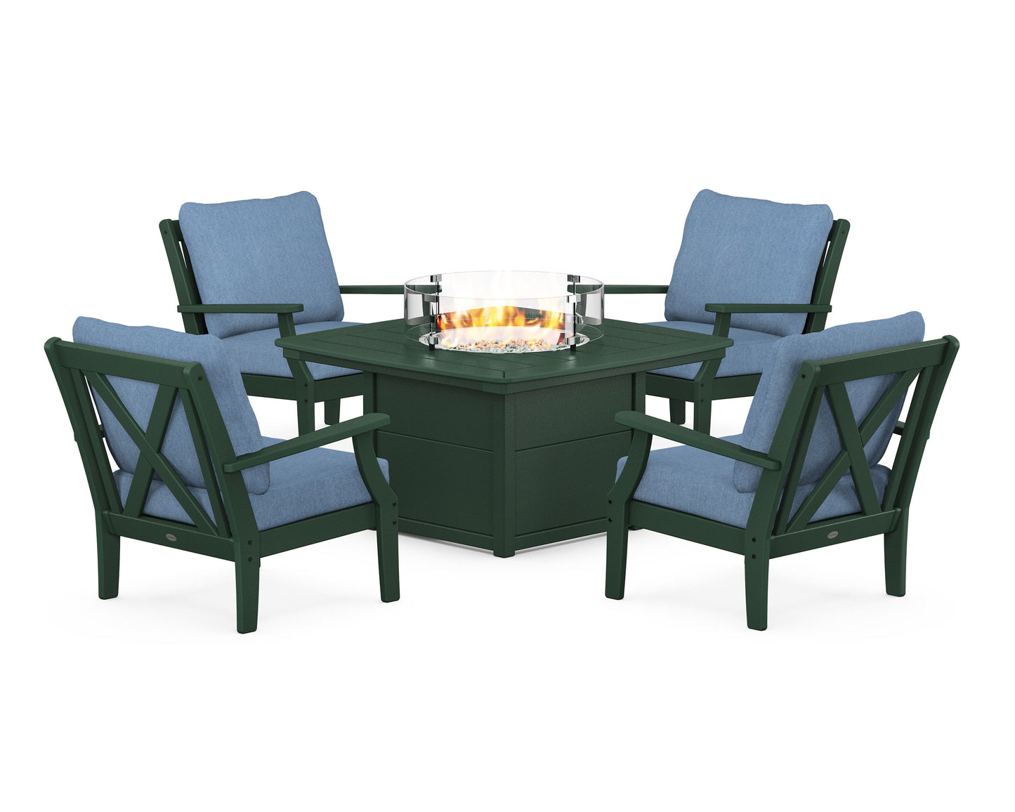 Braxton 5-Piece Deep Seating Conversation Set with Fire Pit Table