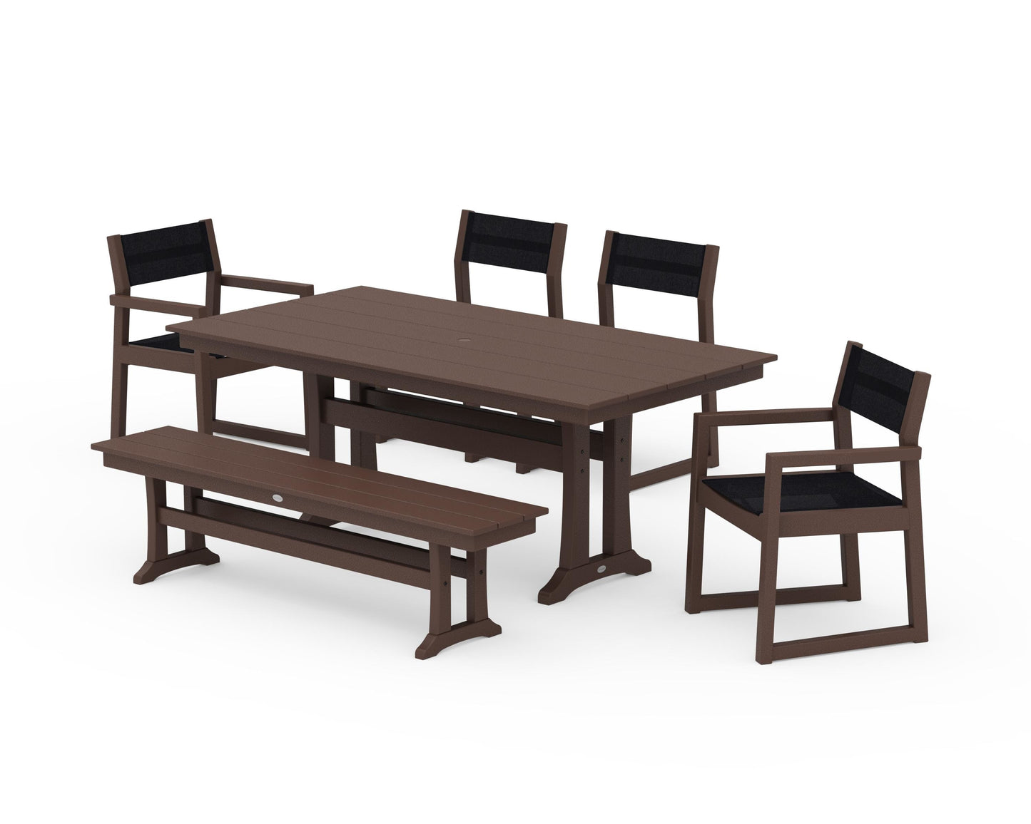 EDGE Sling 6-Piece Farmhouse Dining Set With Trestle Legs