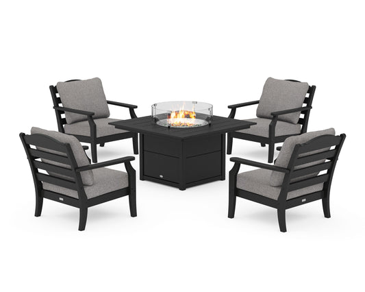 Savannah 5-Piece Deep Seating Set with Fire Pit Table