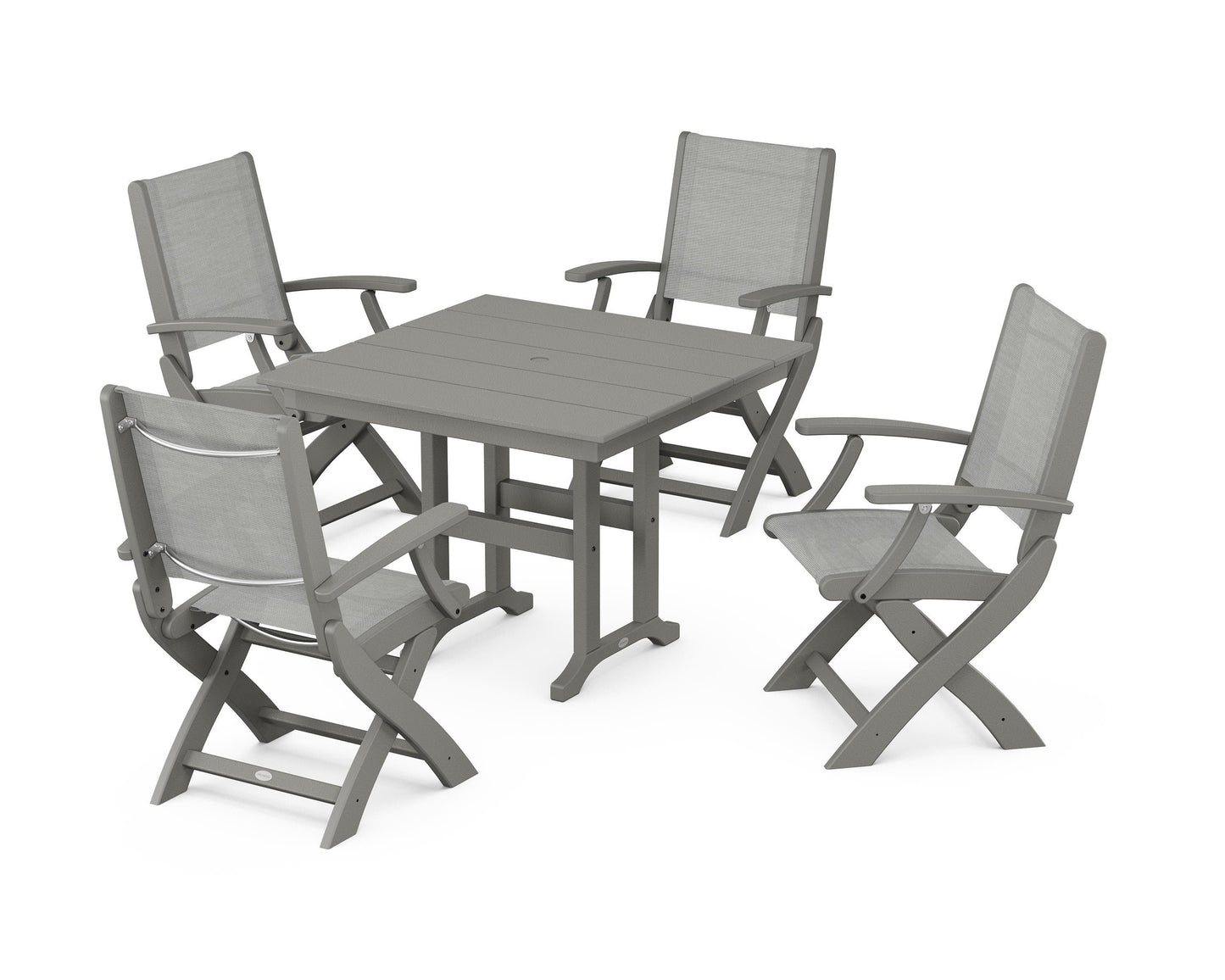 Coastal Folding Chair 5-Piece Farmhouse Dining Set