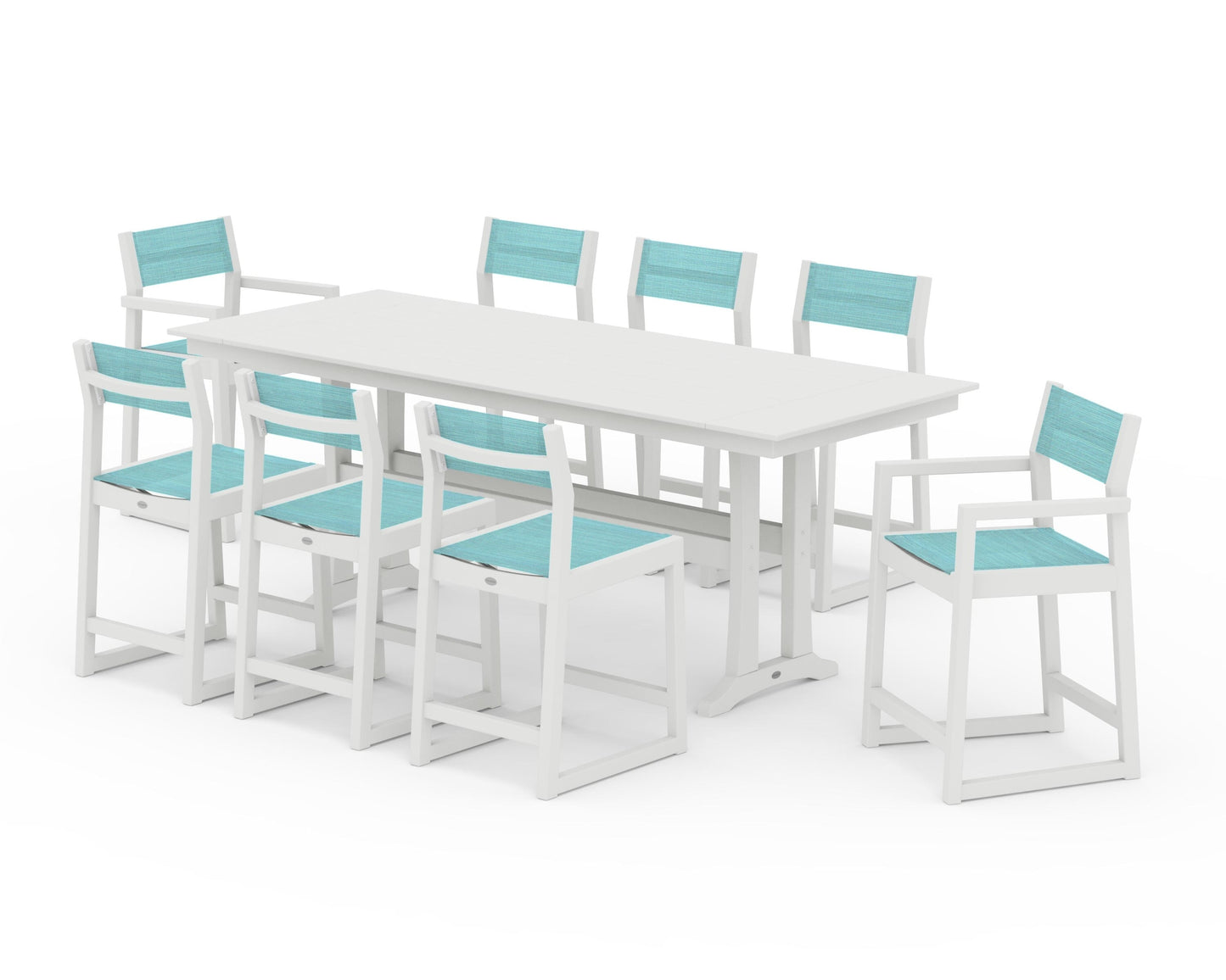 EDGE Sling 9-Piece Farmhouse Counter Set with Trestle Legs