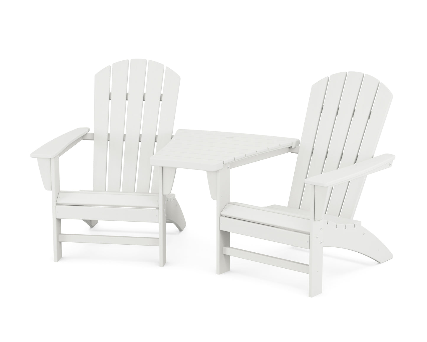 Nautical 3-Piece Adirondack Set with Angled Connecting Table