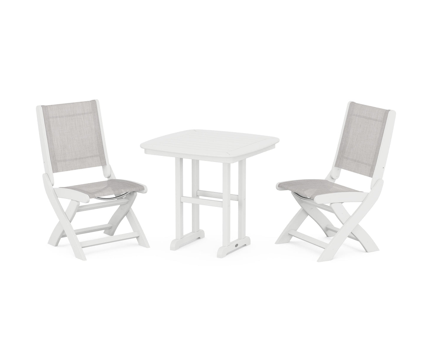 Coastal Folding Side Chair 3-Piece Dining Set