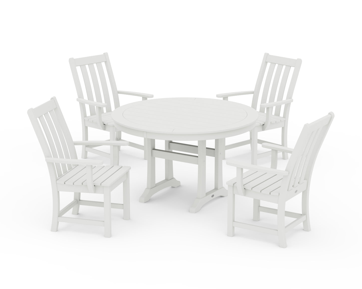 Vineyard 5-Piece Round Dining Set with Trestle Legs