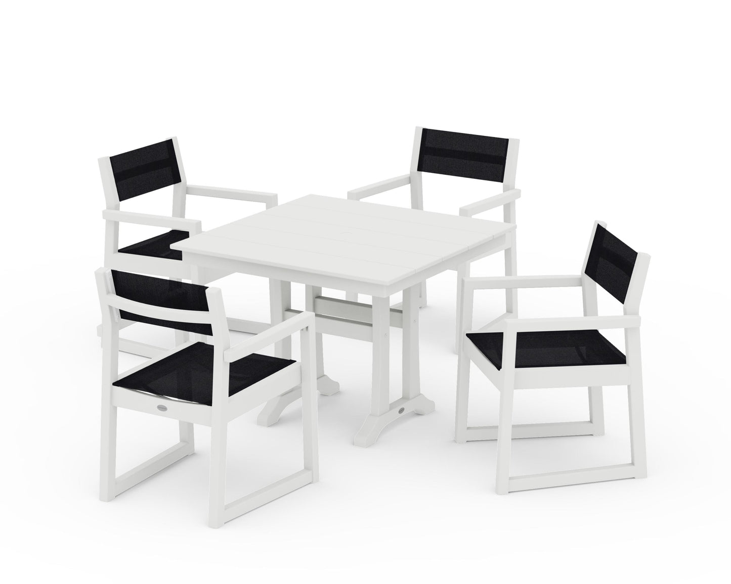 EDGE Sling 5-Piece Farmhouse Dining Set with Trestle Legs