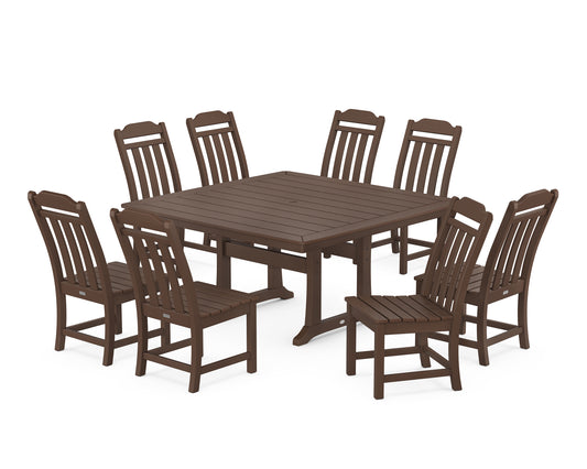 Country Living 9-Piece Square Side Chair Dining Set with Trestle Legs