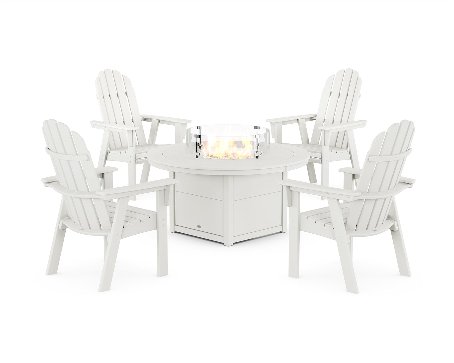 Vineyard 4-Piece Curveback Upright Adirondack Conversation Set with Fire Pit Table
