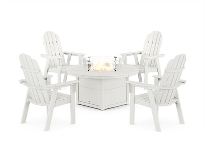 Vineyard 4-Piece Curveback Upright Adirondack Conversation Set with Fire Pit Table