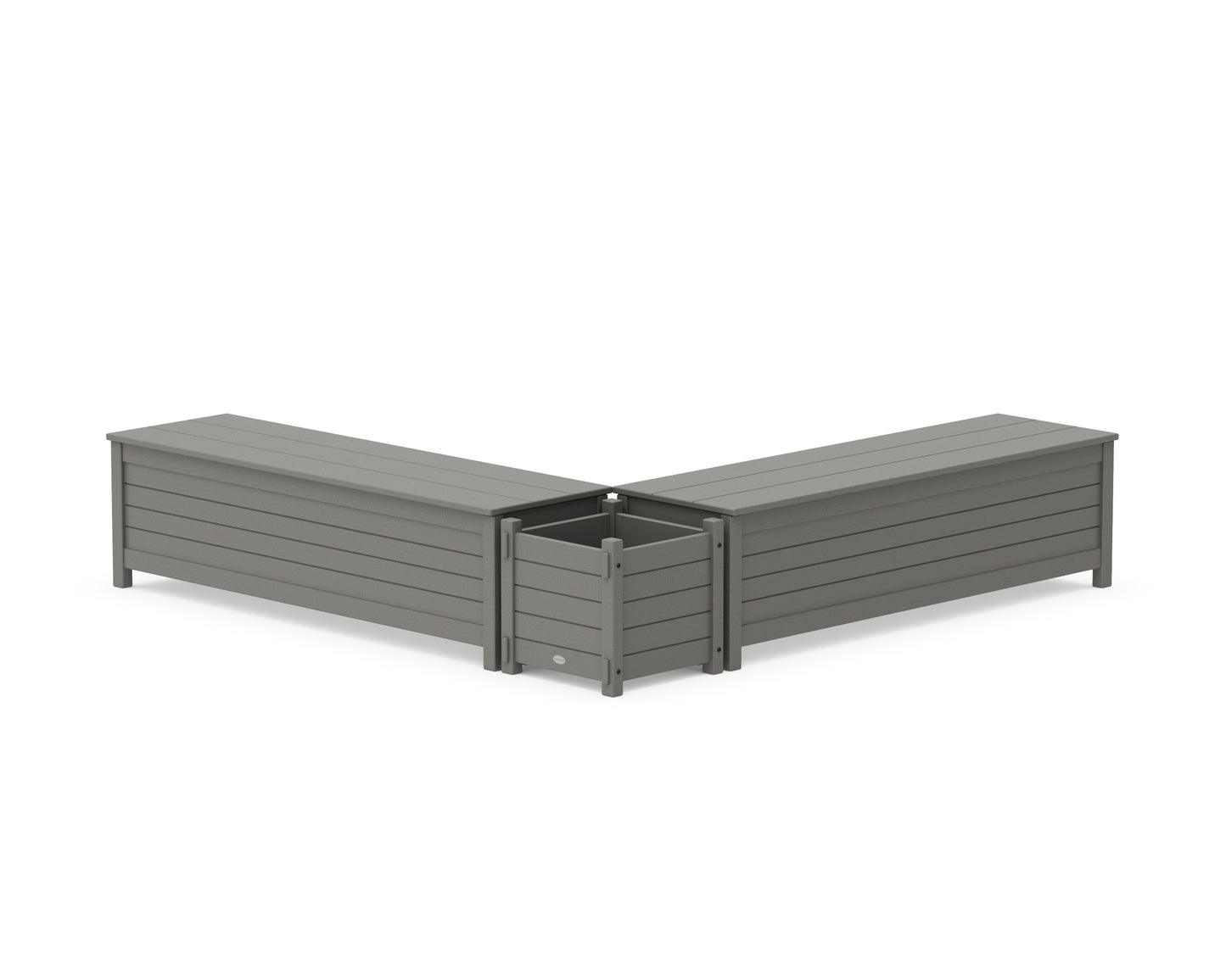 60" Nautical L- Shaped Planter Storage Bench Set
