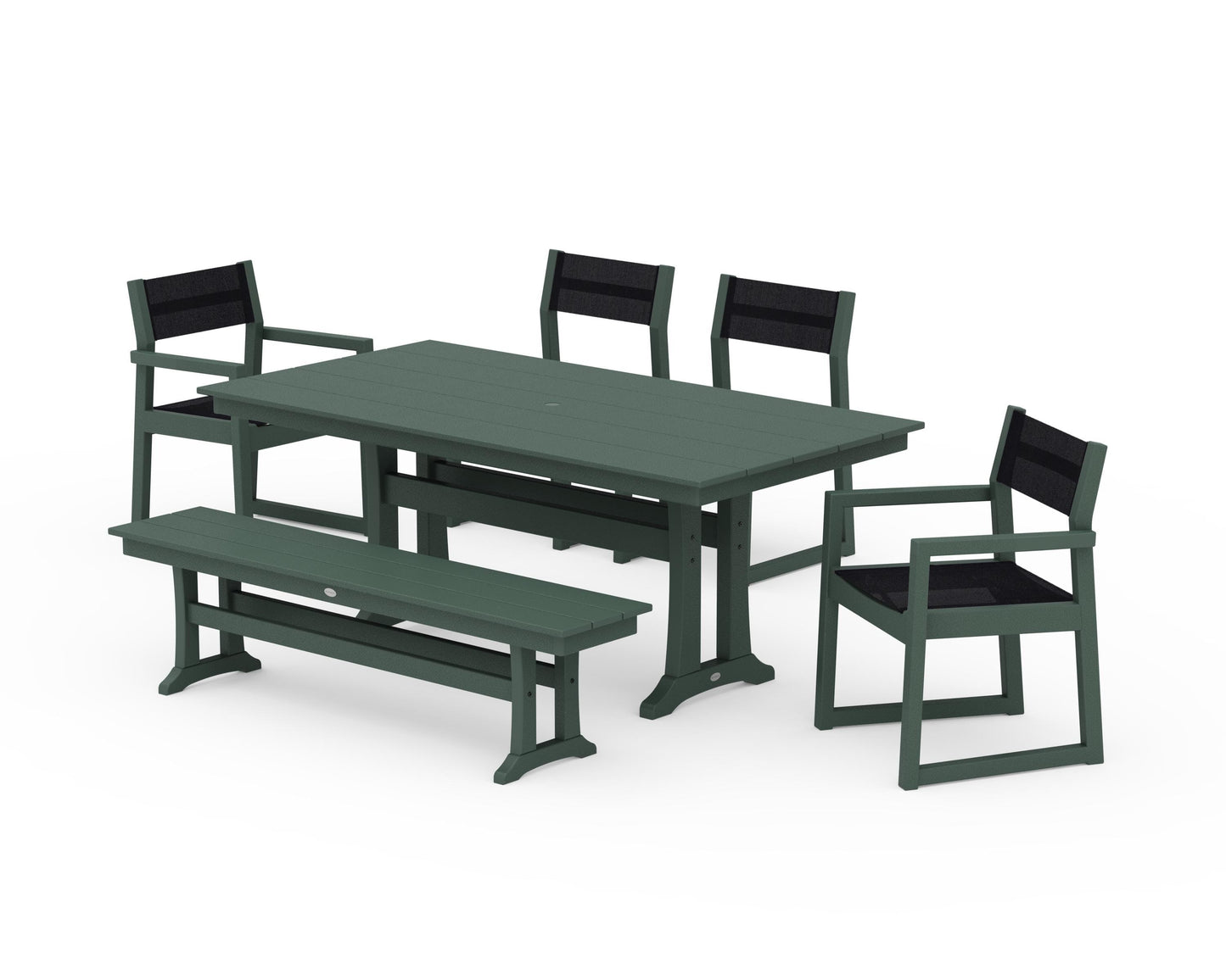 EDGE Sling 6-Piece Farmhouse Dining Set With Trestle Legs