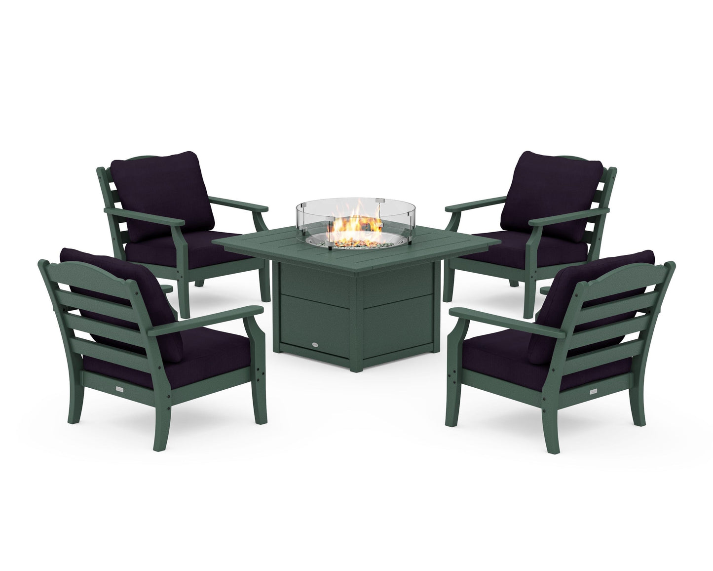 Savannah 5-Piece Deep Seating Set with Fire Pit Table