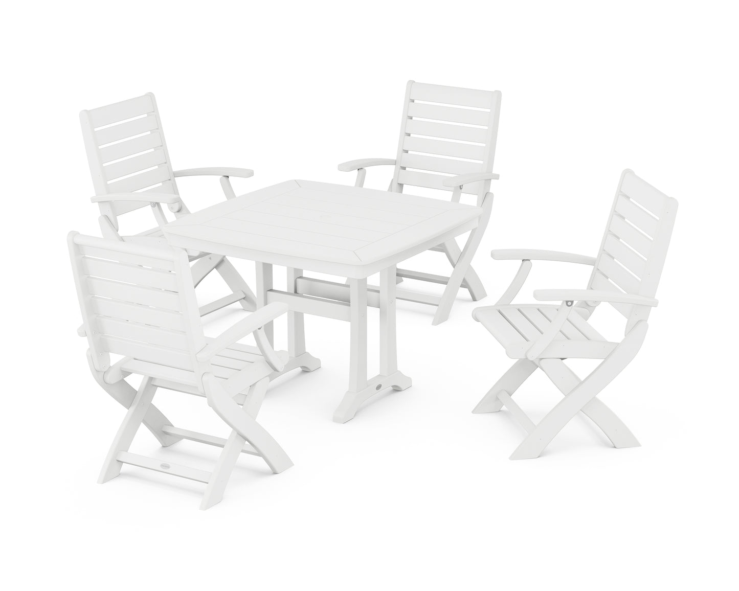 Signature Folding Chair 5-Piece Dining Set with Trestle Legs