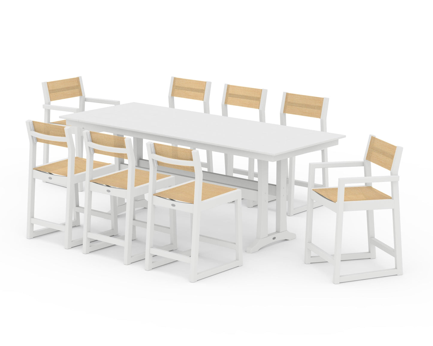 EDGE Sling 9-Piece Farmhouse Counter Set with Trestle Legs