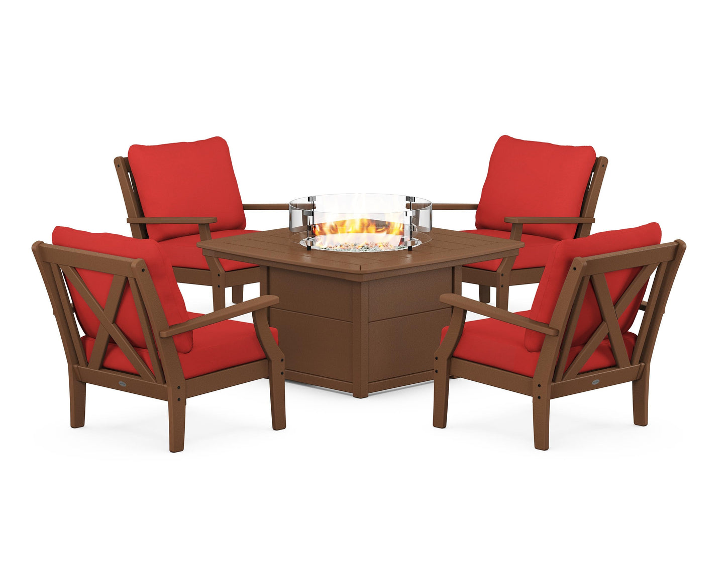 Braxton 5-Piece Deep Seating Conversation Set with Fire Pit Table