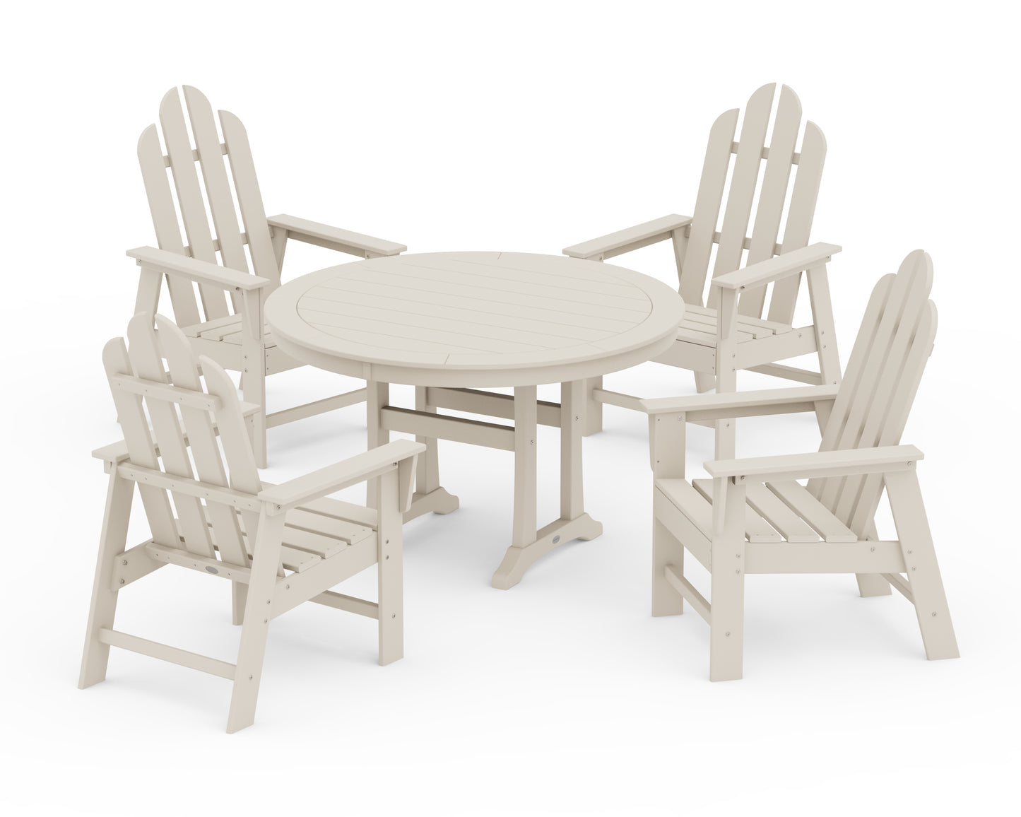 Long Island 5-Piece Round Dining Set with Trestle Legs