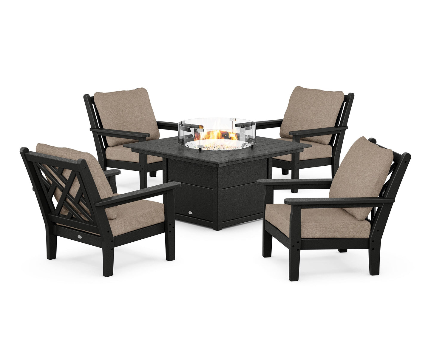 Chippendale 5-Piece Deep Seating Set with Fire Pit Table