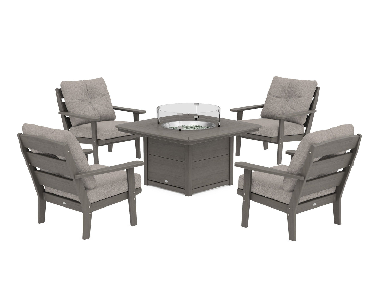 Lakeside 5-Piece Deep Seating Set with Nautical Fire Pit Table