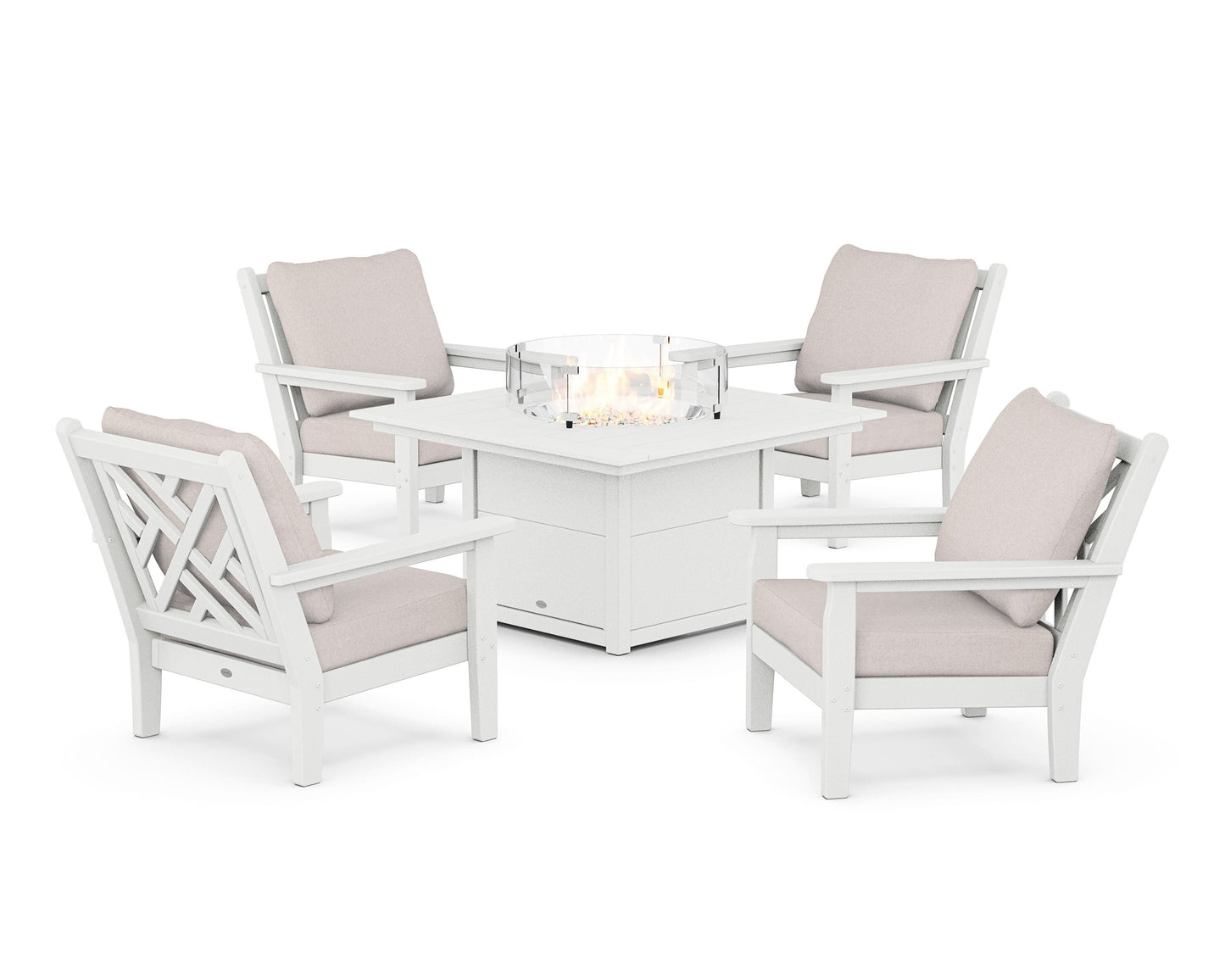 Chippendale 5-Piece Deep Seating Set with Fire Pit Table
