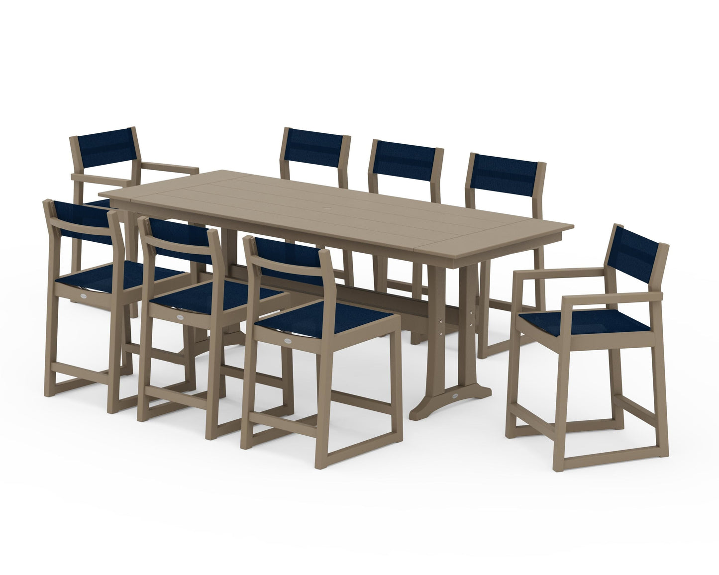 EDGE Sling 9-Piece Farmhouse Counter Set with Trestle Legs