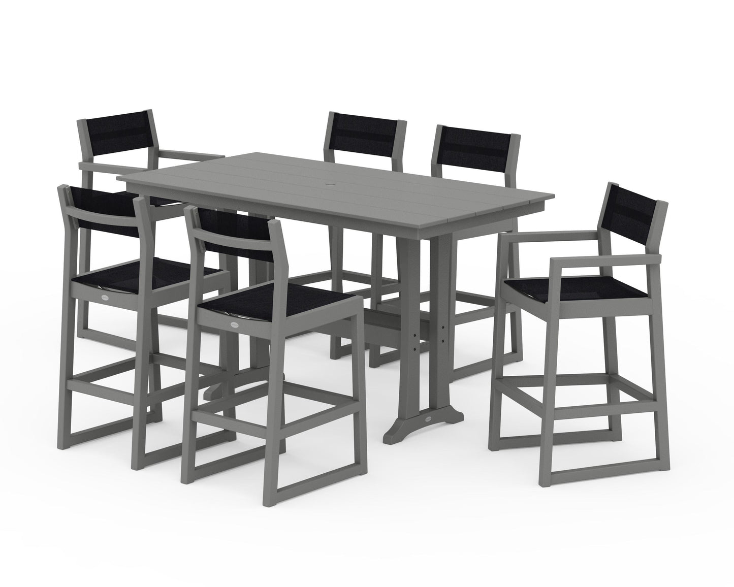 EDGE Sling 7-Piece Farmhouse Bar Set with Trestle Legs
