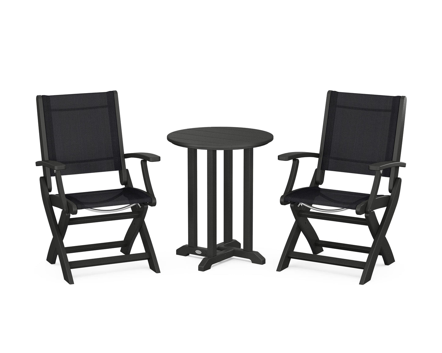 Coastal Folding 3-Piece Round Bistro Dining Set